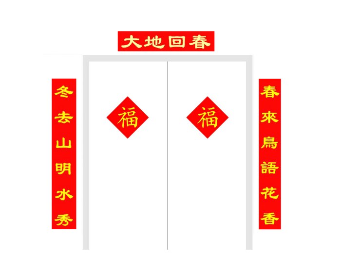 Thicken Chinese New Year Style Decor Lucky FU Word Hangable Bunting Banner 